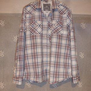 Buffalo David Bitton Plaid FITTED  Button Down Collard Shirt, Men’s Size M.